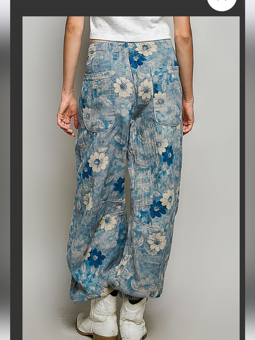 LAST ONE POL Vintage Washed Printed Twill Relaxed Fit Floral Pants Various Sizes - Picture 4 of 7